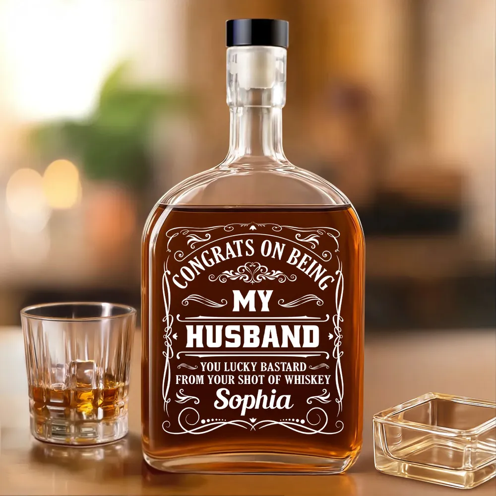 Whiskey Glass Spirits Decanter with Funny Engraved Design, Unique Gift for Husband - Image 3