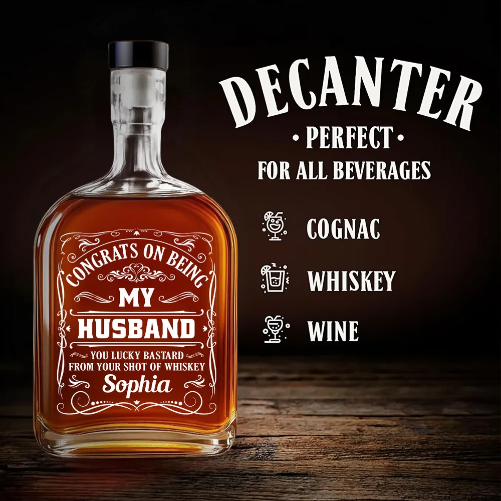 Whiskey Glass Spirits Decanter with Funny Engraved Design, Unique Gift for Husband - Image 6