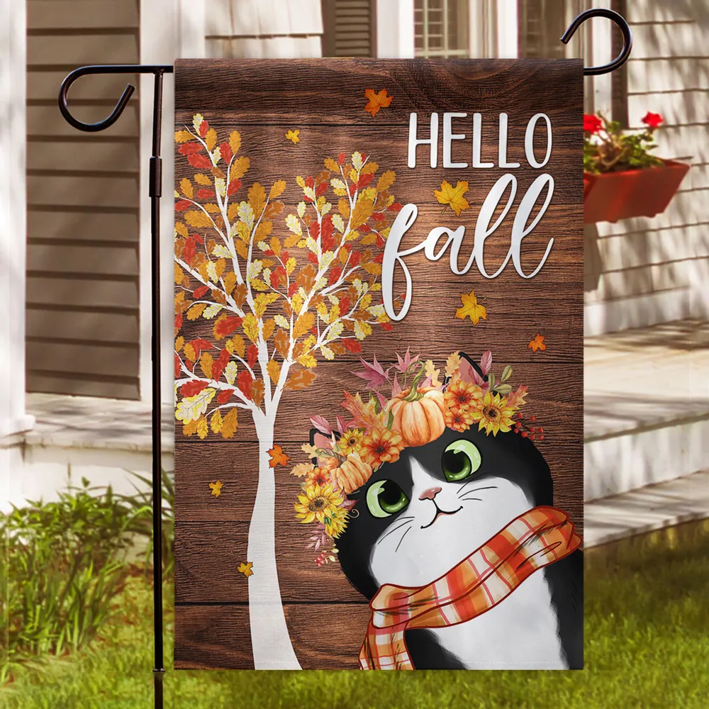 Fall Garden Flag, Cute Cats with Pumpkin Floral Crown and Cozy Autumn Vibes for Outdoor Decoration - Image 3