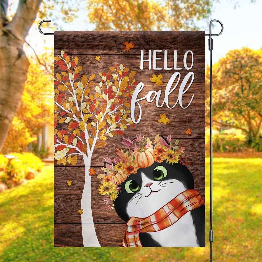 Fall Garden Flag, Cute Cats with Pumpkin Floral Crown and Cozy Autumn Vibes for Outdoor Decoration - Image 4