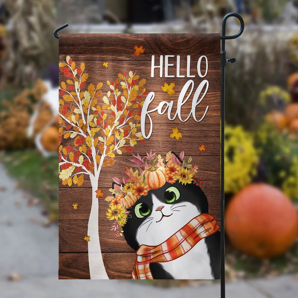 Fall Garden Flag, Cute Cats with Pumpkin Floral Crown and Cozy Autumn Vibes for Outdoor Decoration - Image 5