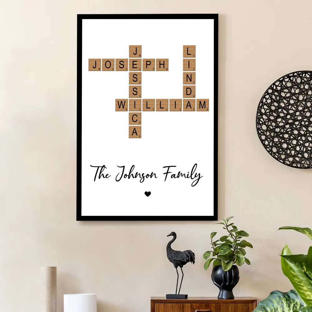 Personalized Family Crossword Poster Print, Unique Gift to Enhance Cozy Home Atmosphere - Image 2