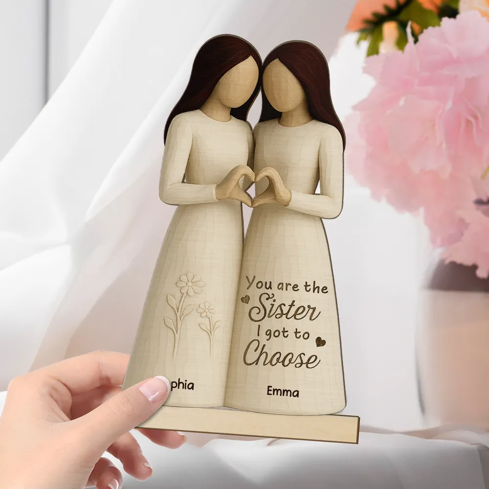 Besties Heart Hands Personalized Standing Wooden Plaque, Birthday Gift Friendship Gift for Besties, Best Friends - Image 4