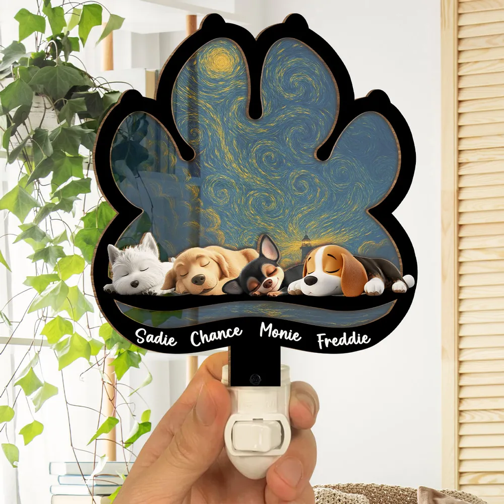 Starry Night Dog Acrylic and Wood Night Light, Cozy Pet-Inspired Design for Bedroom Ambience - Image 4