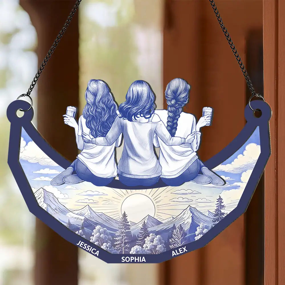 Sister Vintage Back View Ornament Wood and Acrylic Layered Design High Clarity Beautiful Keepsake