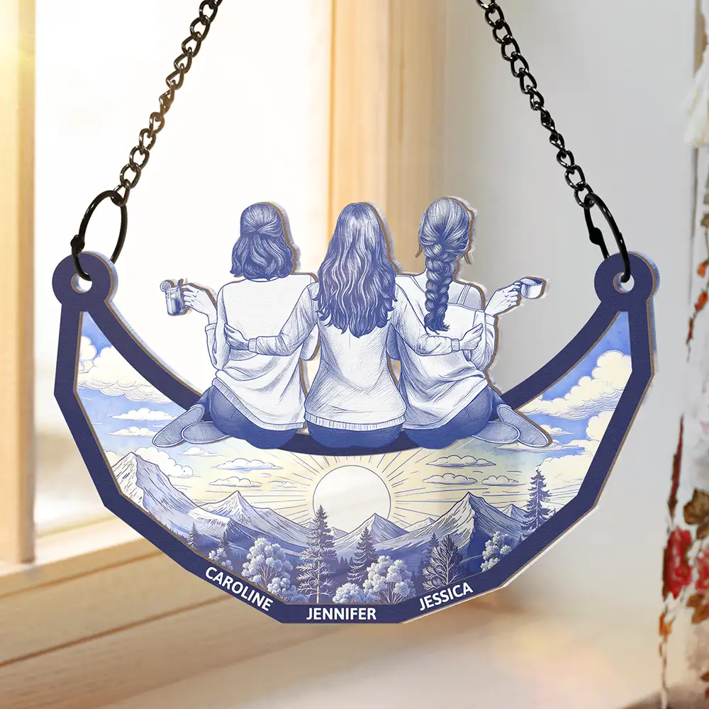 Sister Vintage Back View Ornament Wood and Acrylic Layered Design High Clarity Beautiful Keepsake - Image 2
