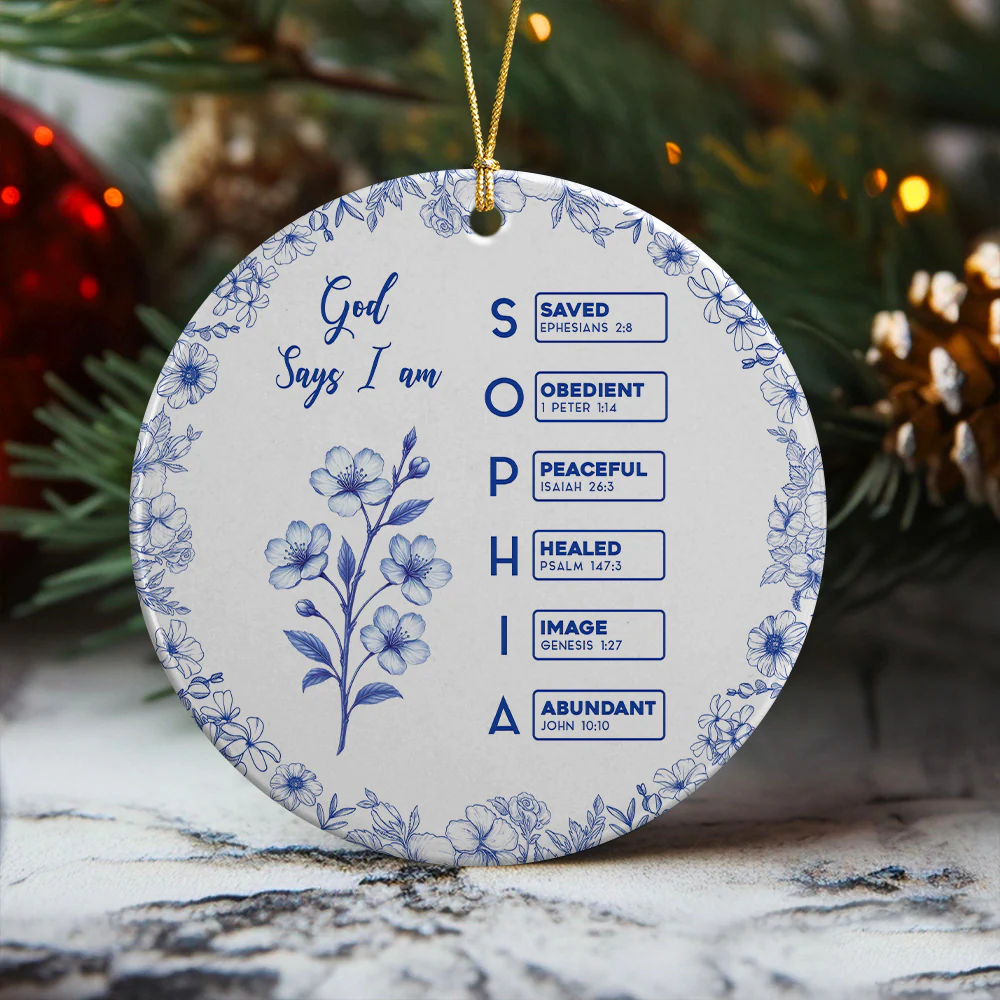 Ceramic Ornament with Bible Verses, Christian Christmas Tree Decoration Filled with Blessings - Image 3