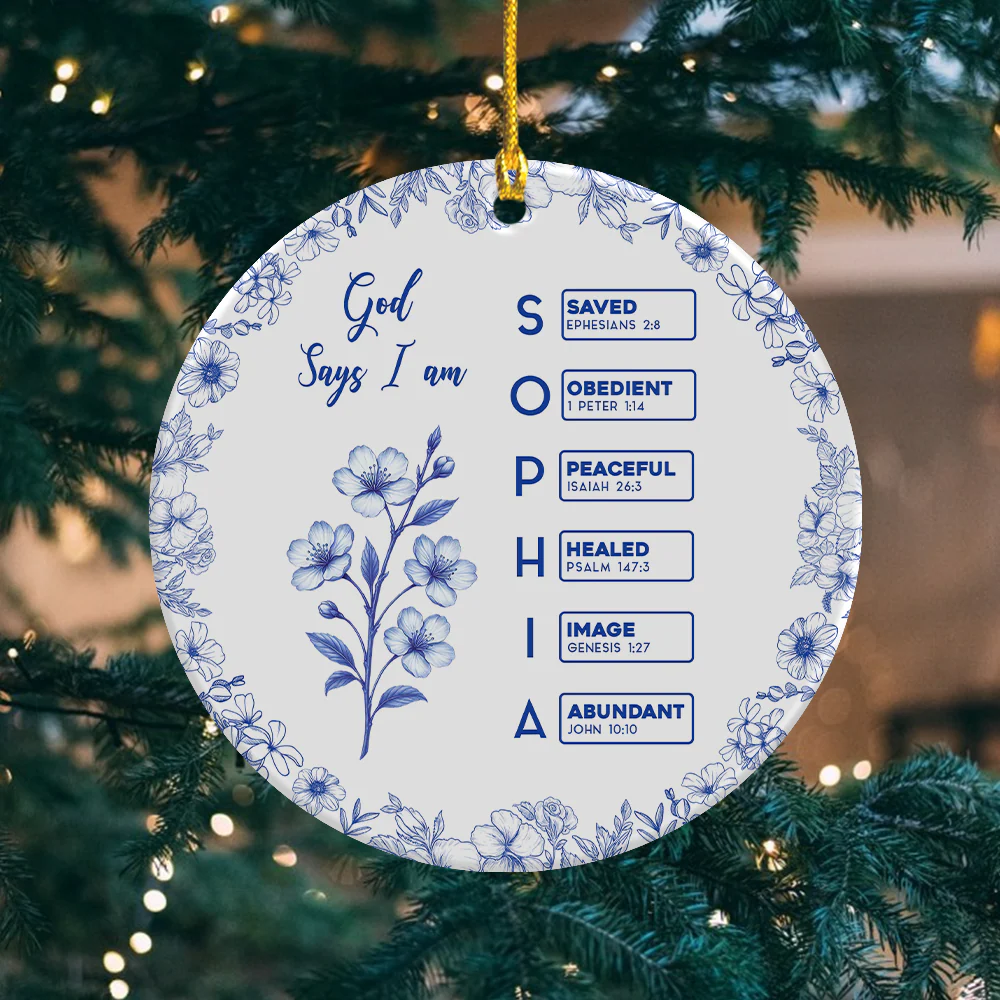 Ceramic Ornament with Bible Verses, Christian Christmas Tree Decoration Filled with Blessings - Image 4