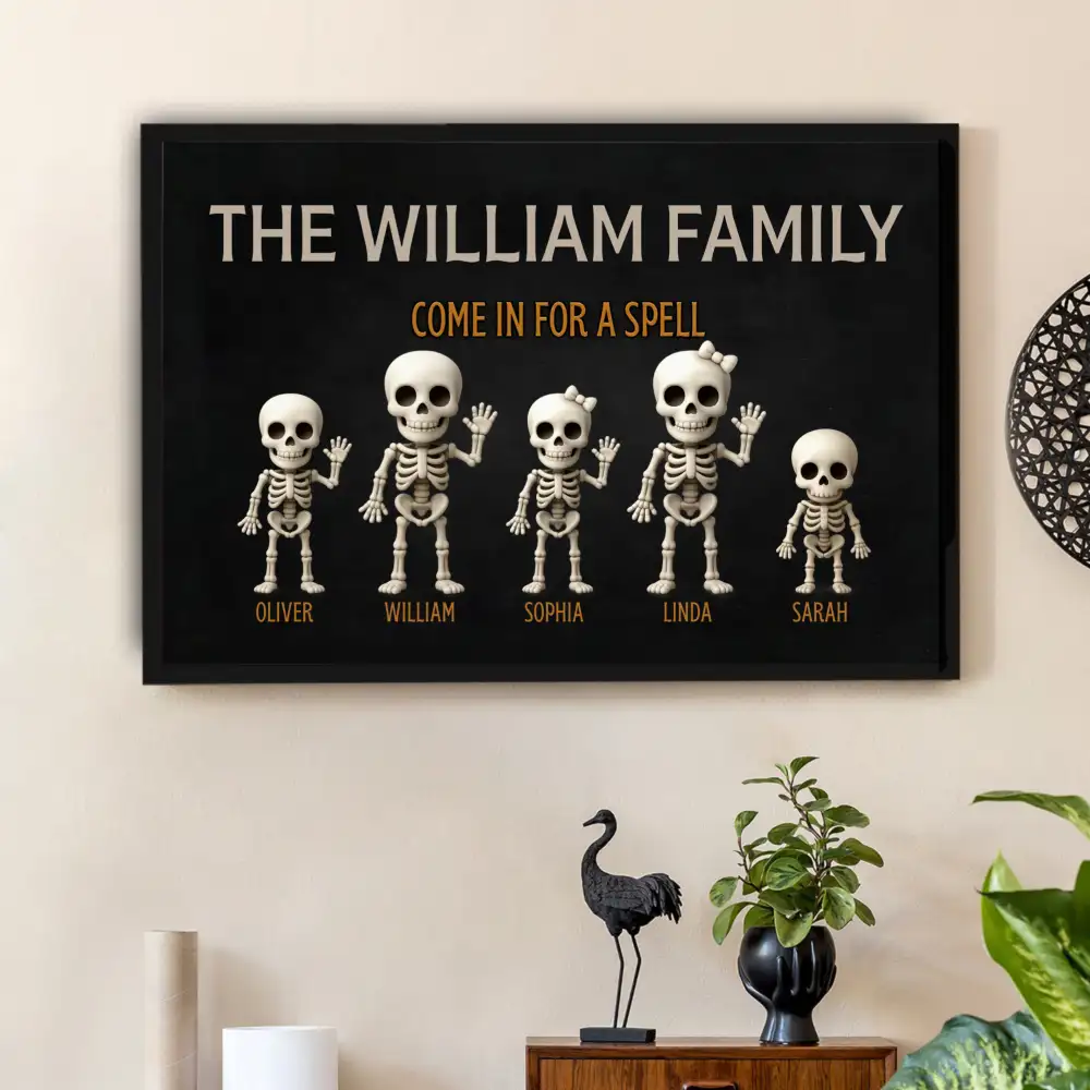 Skeleton Family Welcome Standard Doormat, Halloween Décor for Fun Entryway Ambiance - Image 3