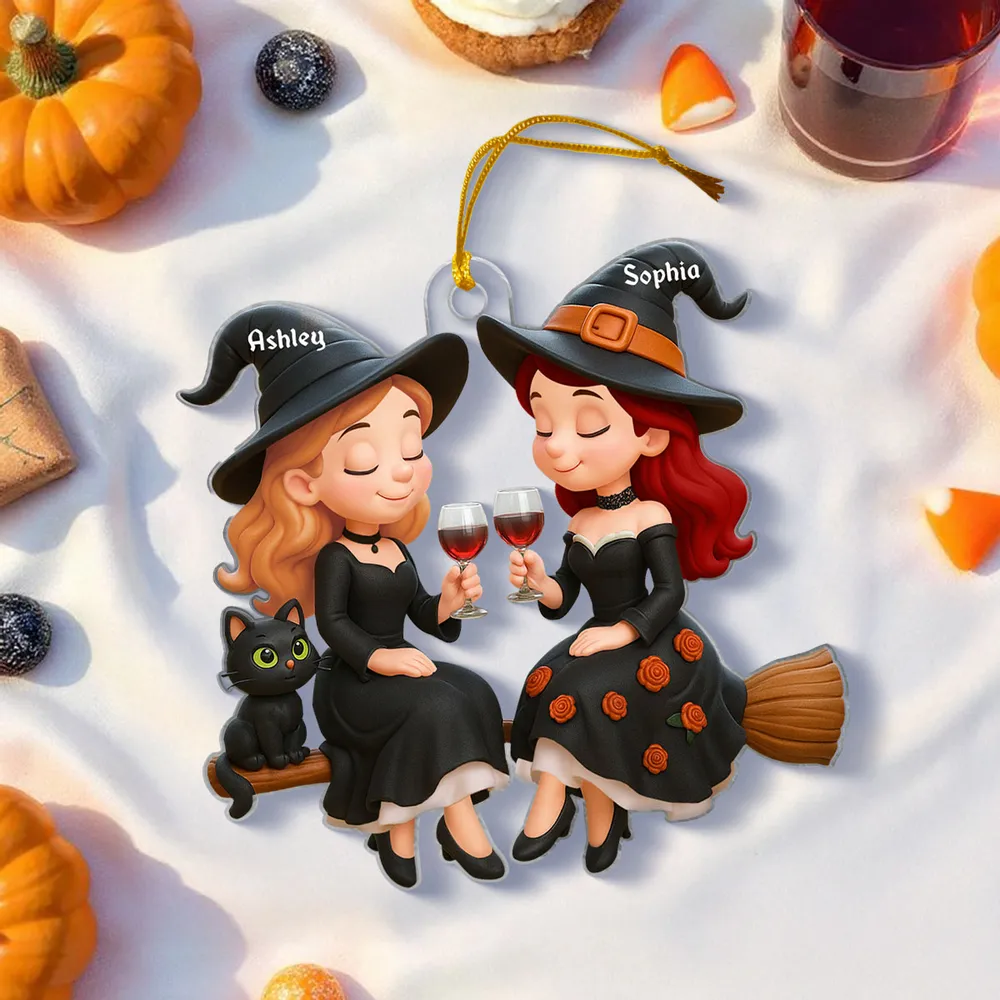 Witch Sisters Acrylic Ornament, Magical Vibe, Heartwarming Companionship, Perfect Gift for Friends - Image 2