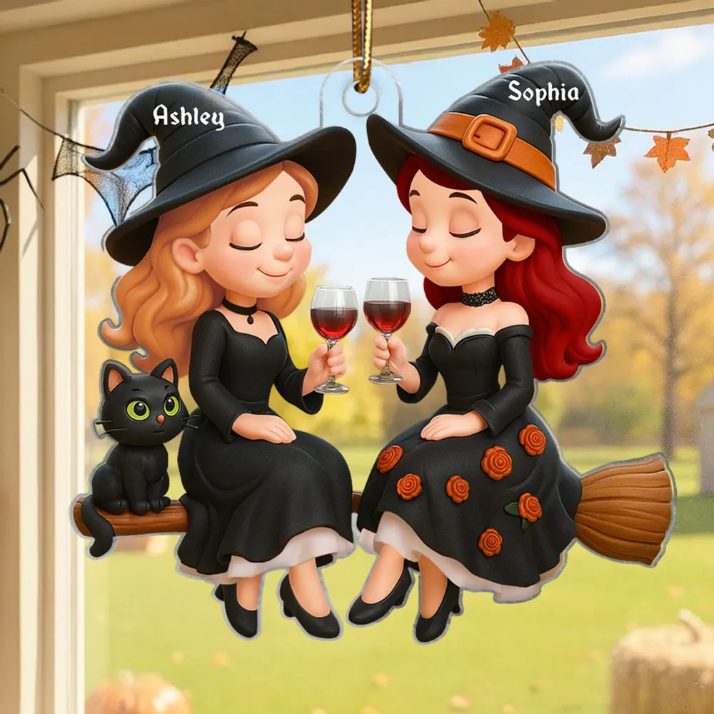 Witch Sisters Acrylic Ornament, Magical Vibe, Heartwarming Companionship, Perfect Gift for Friends - Image 5
