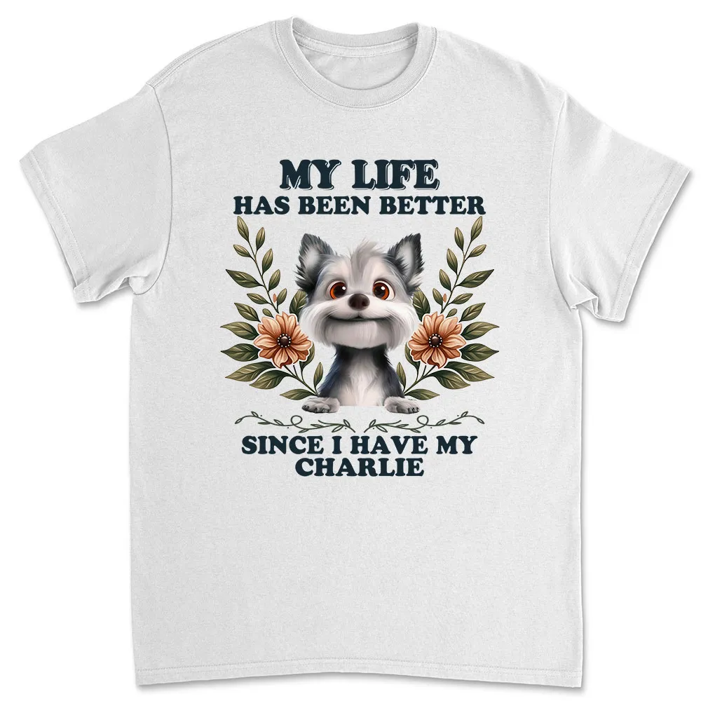 Classic Tee with Dog Illustration and Floral Accents, Comfortable Everyday Wear, Perfect Gift for Pet Lovers - Image 2
