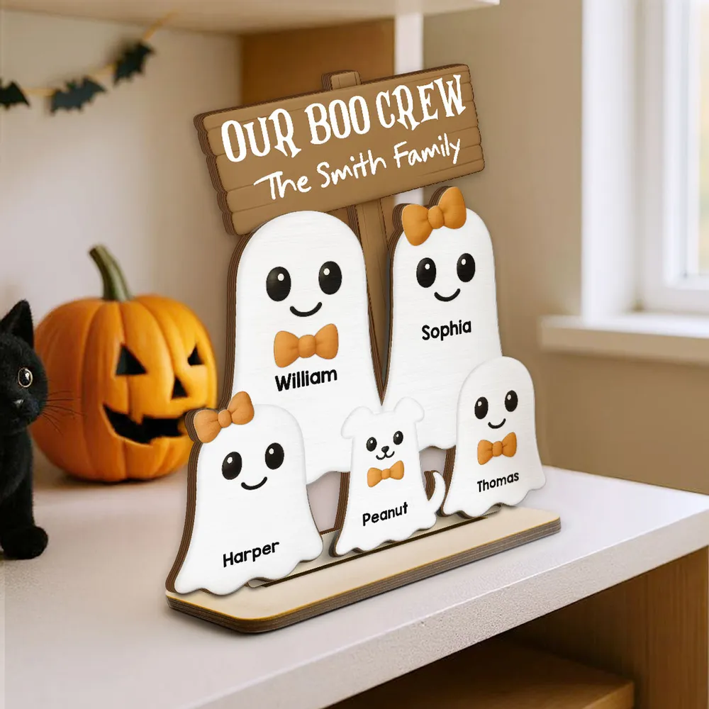 Custom Halloween 2-Layer Wooden Plaque with Ghost Figures - Image 4