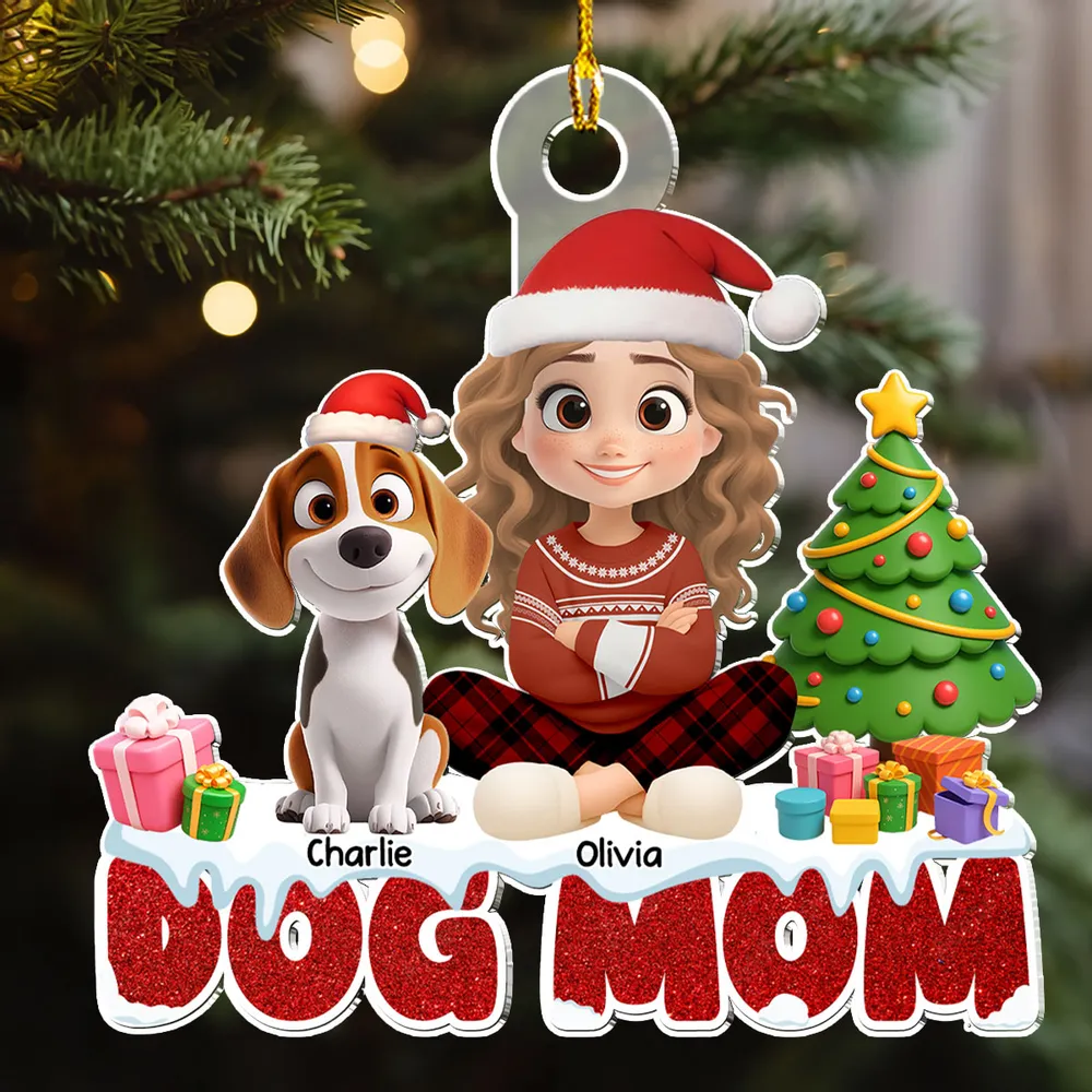 Christmas Acrylic Ornament with Dog and Owner, Special Gift for Dog Mom - Image 3