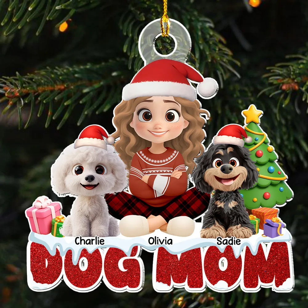 Christmas Acrylic Ornament with Dog and Owner, Special Gift for Dog Mom - Image 4