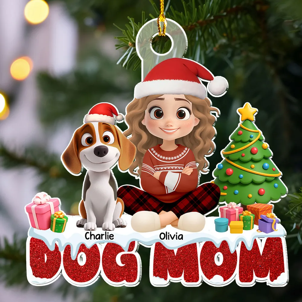 Christmas Acrylic Ornament with Dog and Owner, Special Gift for Dog Mom - Image 6