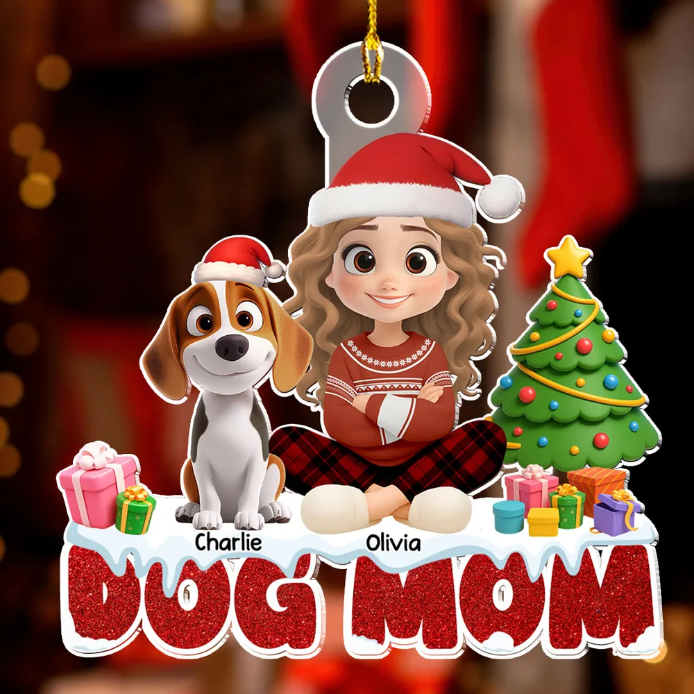 Christmas Acrylic Ornament with Dog and Owner, Special Gift for Dog Mom - Image 7