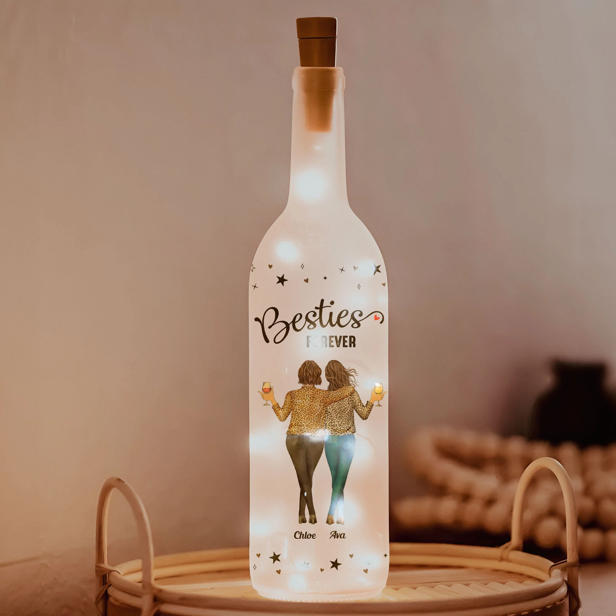 Friendship Bottle Lamp with Clear Print and Twinkling Light Design, Warm Decorative Accent, Gift-Ready for Best Friends and Loved Ones - Image 4
