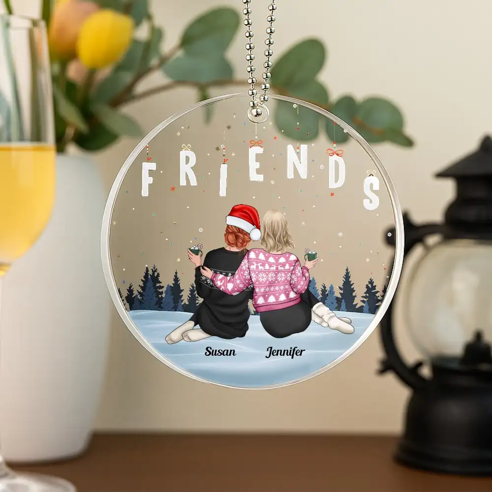 Personalized Acrylic Ornament for Friends Group, Winter Theme Holiday Keepsake - Image 2