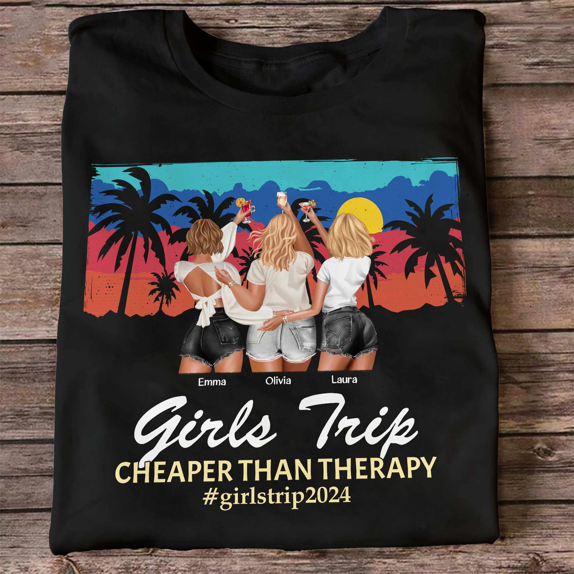 Girls Trip Classic Tee with Sunset Beach Vibes, Fun Style and Perfect Gift for Friends - Image 2