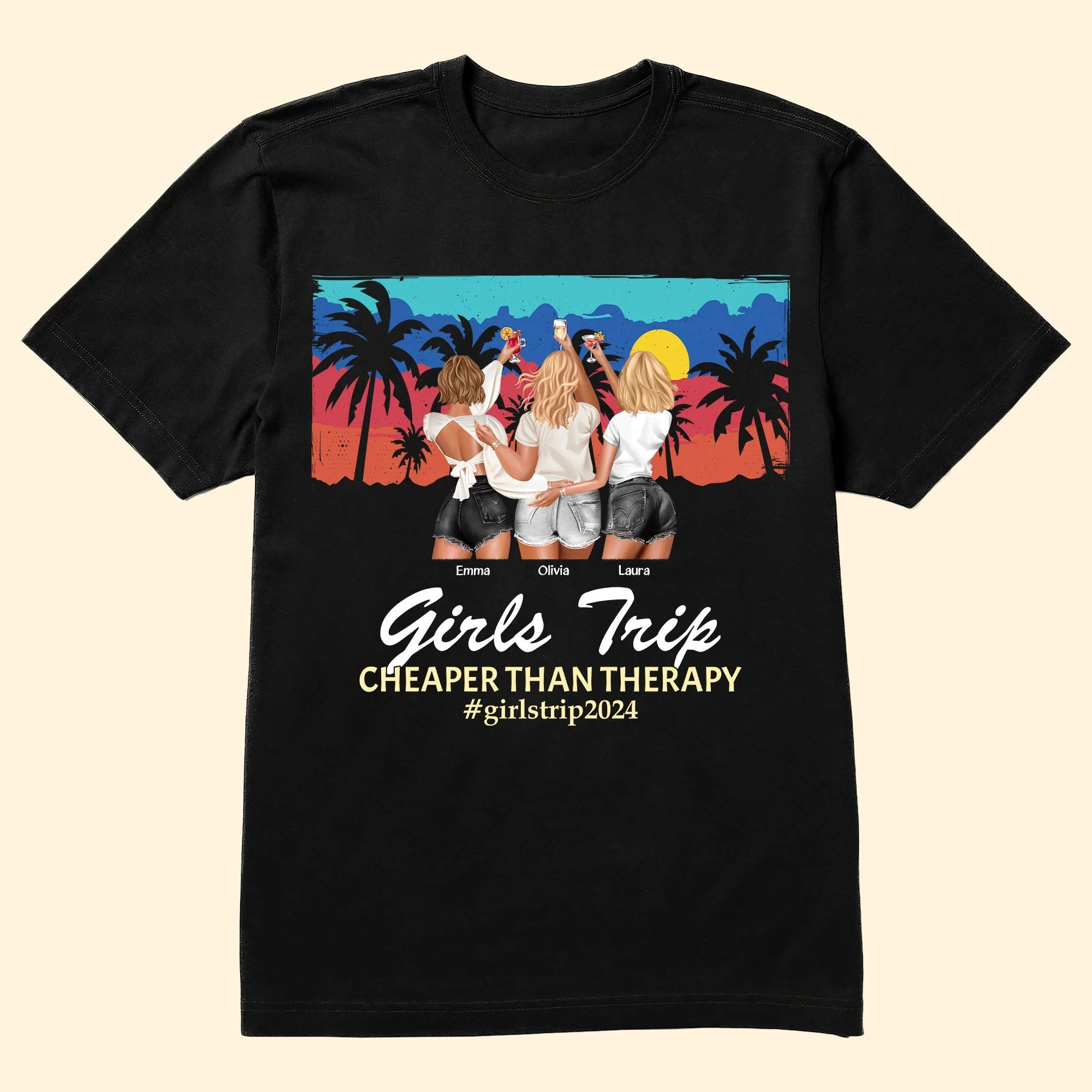 Girls Trip Classic Tee with Sunset Beach Vibes, Fun Style and Perfect Gift for Friends - Image 3