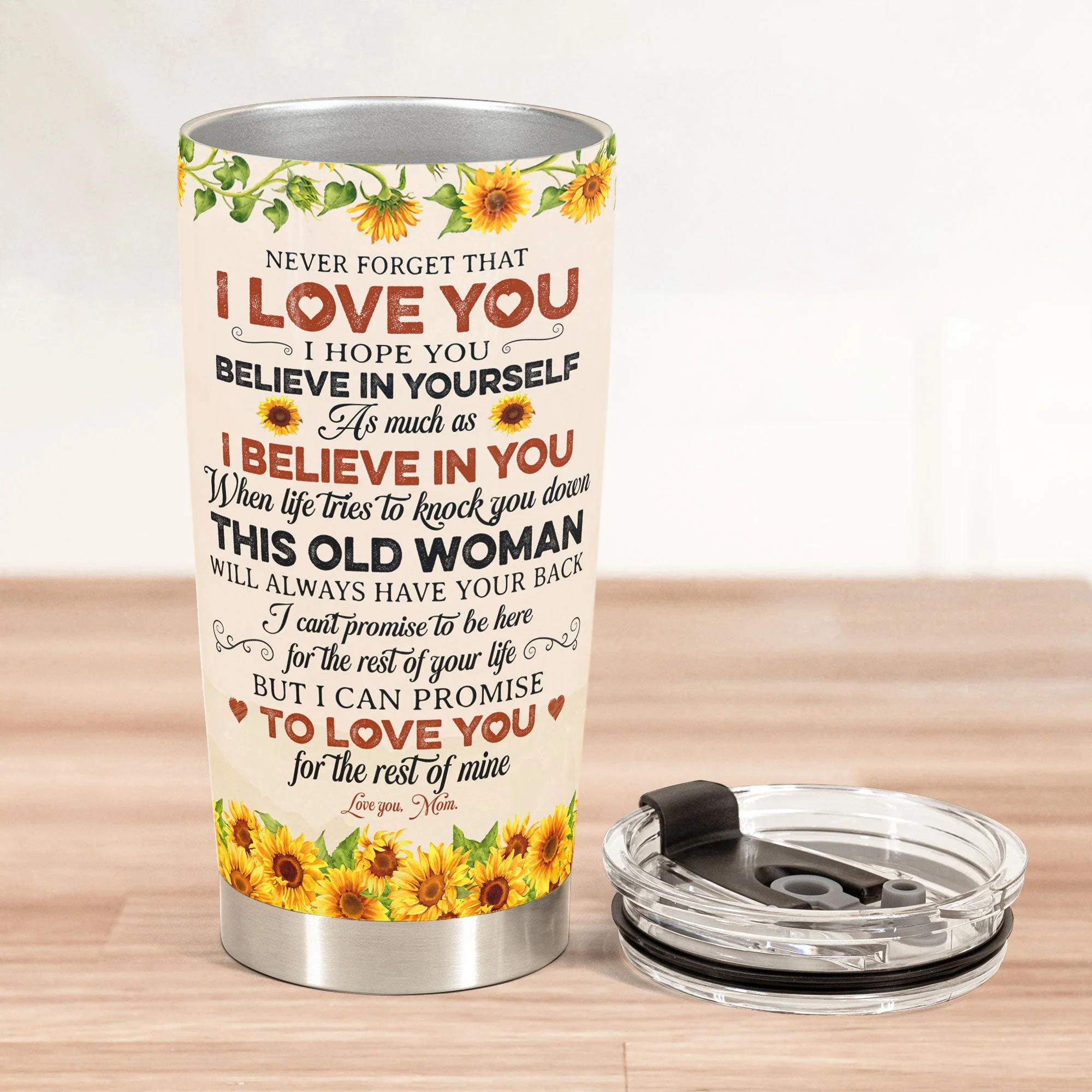 To My Daughter Sunflower Insulated Travel Tumbler with Heartfelt Message, Meaningful Keepsake, Perfect Gift for Her - Image 2