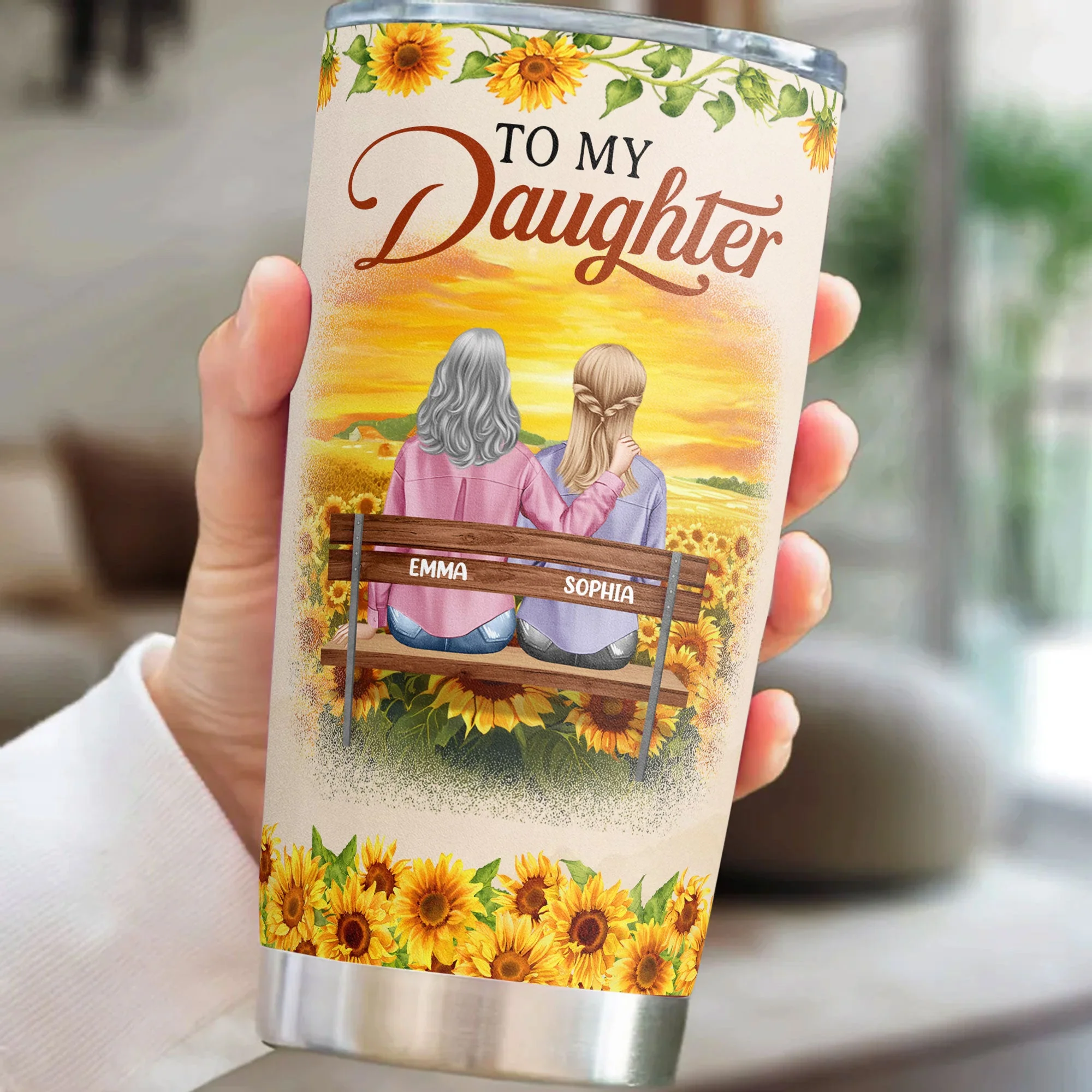 To My Daughter Sunflower Insulated Travel Tumbler with Heartfelt Message, Meaningful Keepsake, Perfect Gift for Her - Image 3