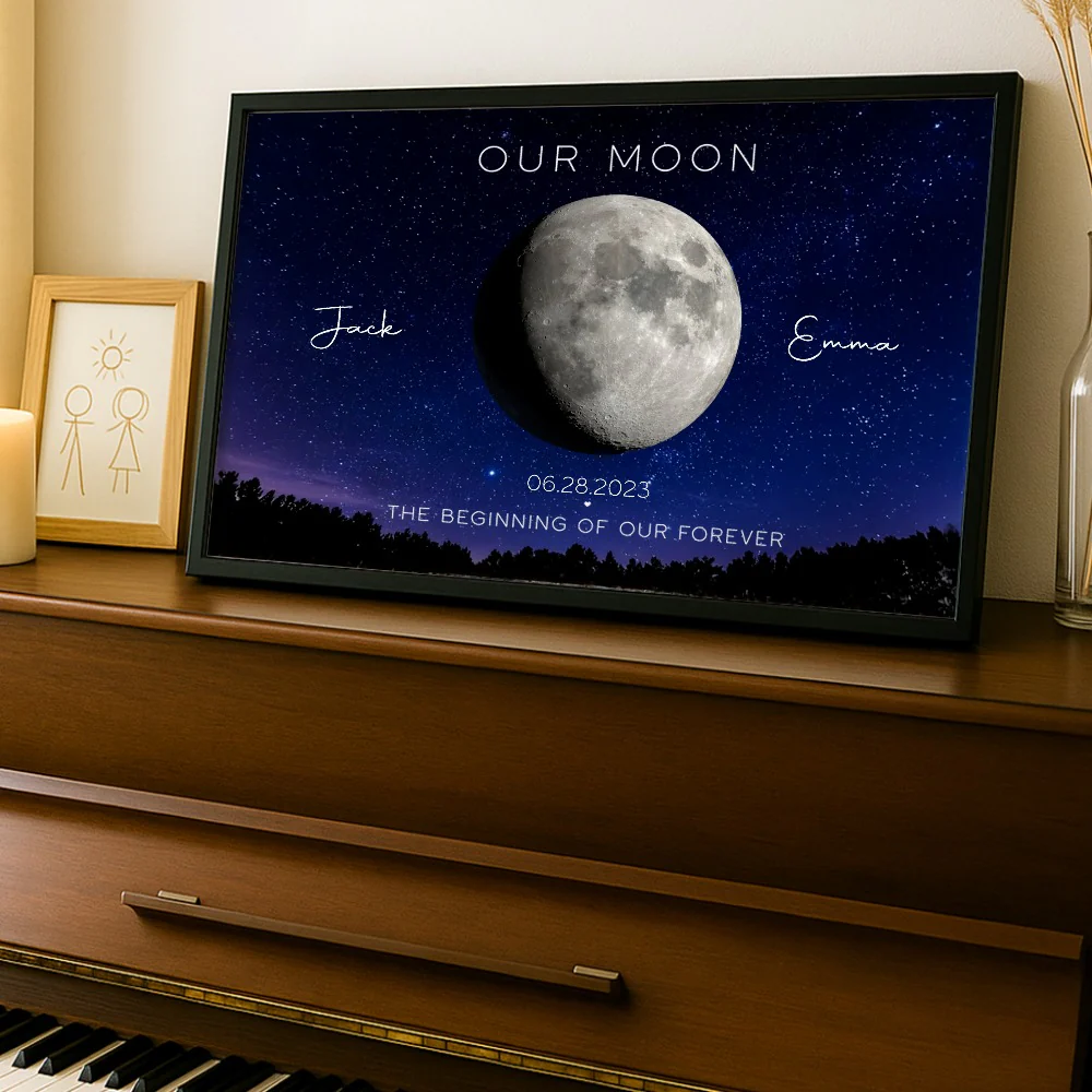 Our Moon – Personalized Poster without Frame for Couples with Wedding Date - Image 2