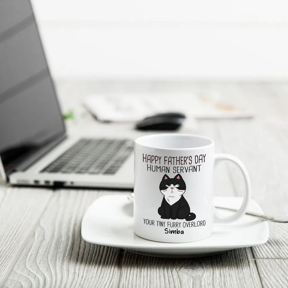 Funny Cat Lover White Ceramic Mug with Cartoon Design for Father’s Day, Perfect Gift for Dad from Pets - Image 2
