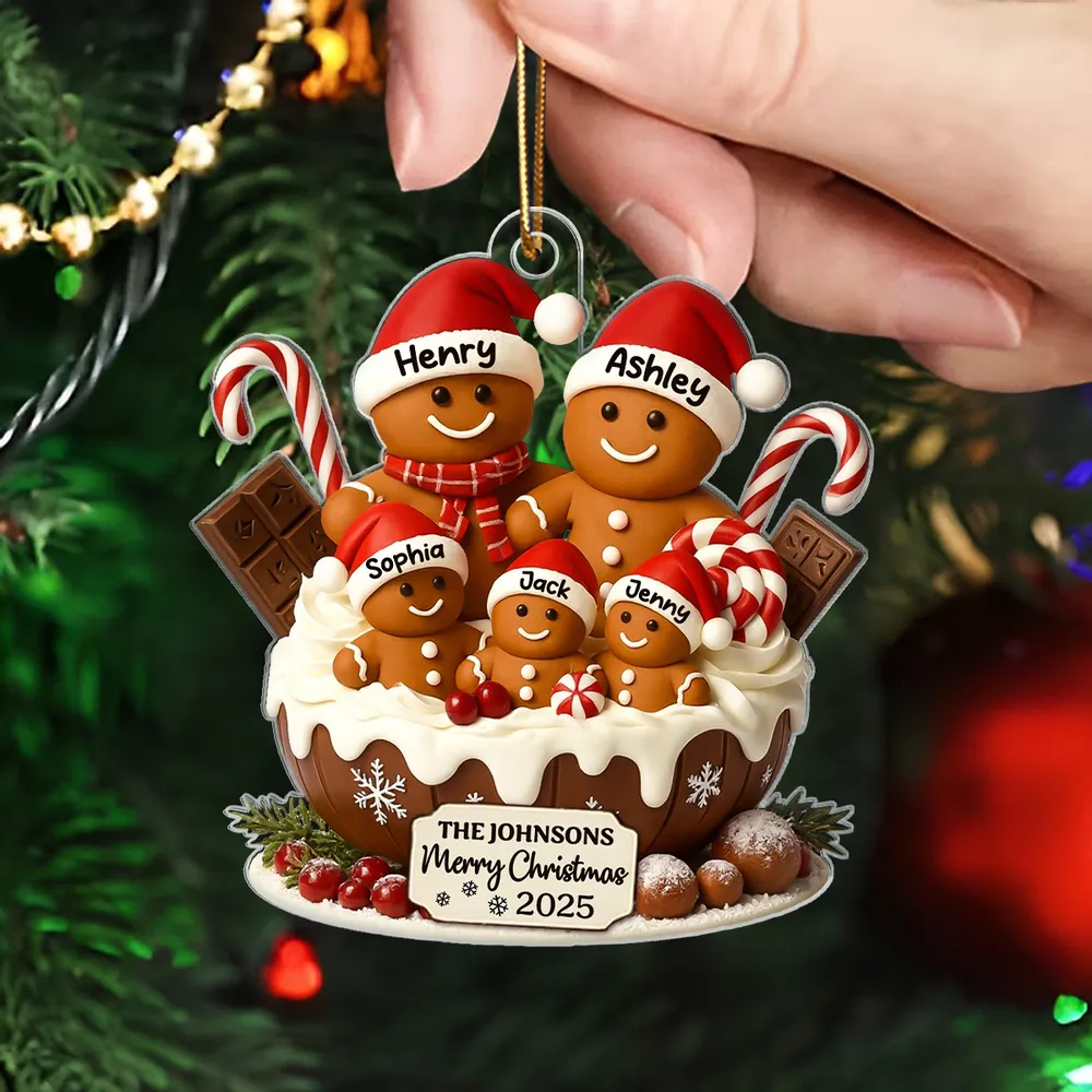 Christmas Gingerbread Family Acrylic Ornament, Personalized Festive Decor with Warm Holiday Vibes, Perfect Gift for Family - Image 2