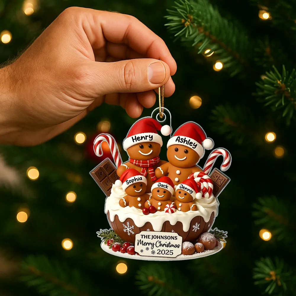 Christmas Gingerbread Family Acrylic Ornament, Personalized Festive Decor with Warm Holiday Vibes, Perfect Gift for Family - Image 5