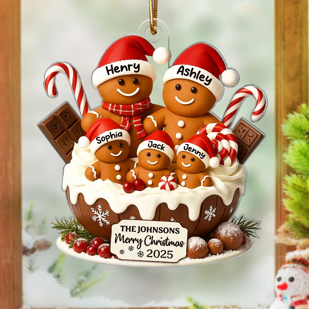 Christmas Gingerbread Family Acrylic Ornament, Personalized Festive Decor with Warm Holiday Vibes, Perfect Gift for Family - Image 6