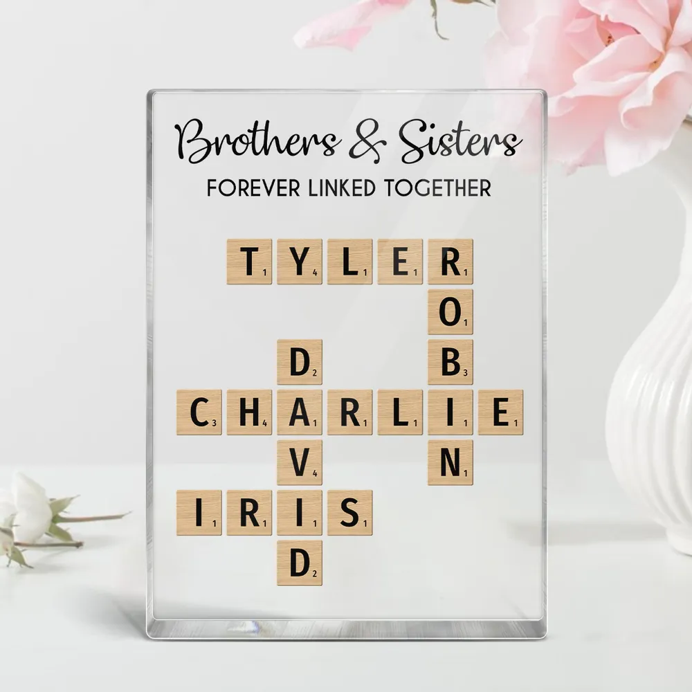 Personalized Acrylic Plaque with Brothers & Sisters Design