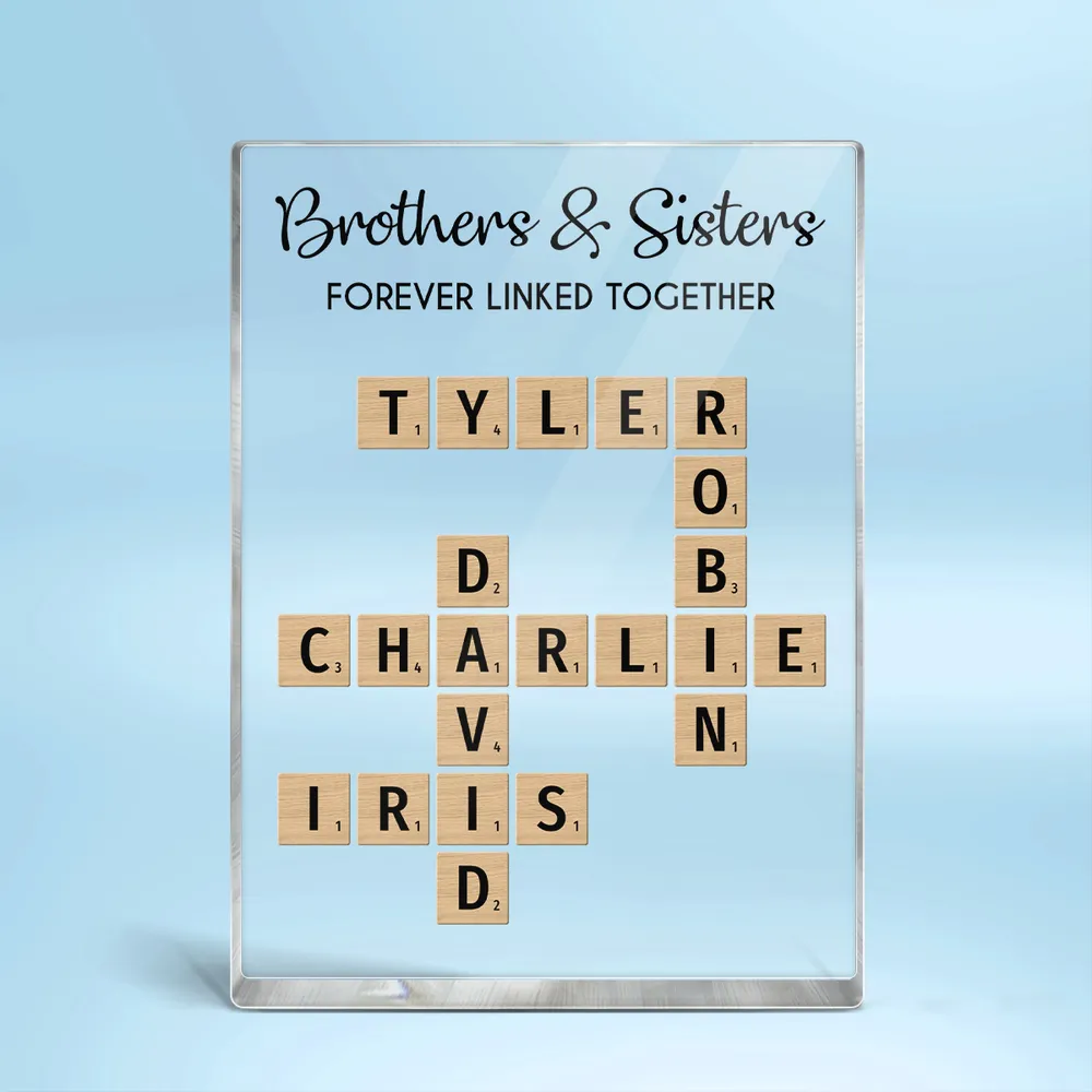 Personalized Acrylic Plaque with Brothers & Sisters Design - Image 2