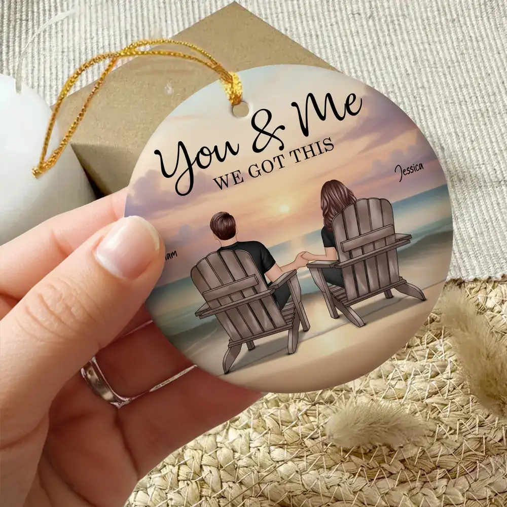 Acrylic Ornament with You & Me Couple Back View on Beach, High Clarity, Romantic and Surprise Gift - Image 6