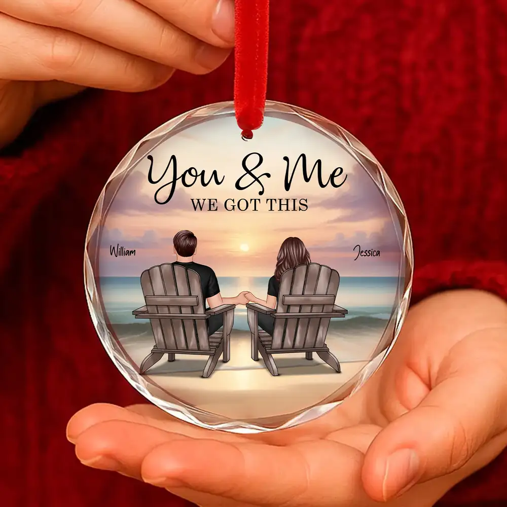 Acrylic Ornament with You & Me Couple Back View on Beach, High Clarity, Romantic and Surprise Gift - Image 7