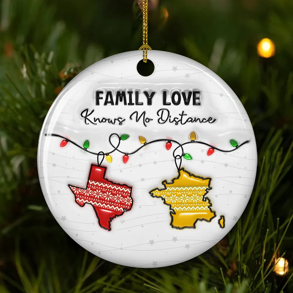 Ceramic Ornament with Family Love Knows No Distance Design, High Clarity, Heartwarming Gift for Family - Image 2