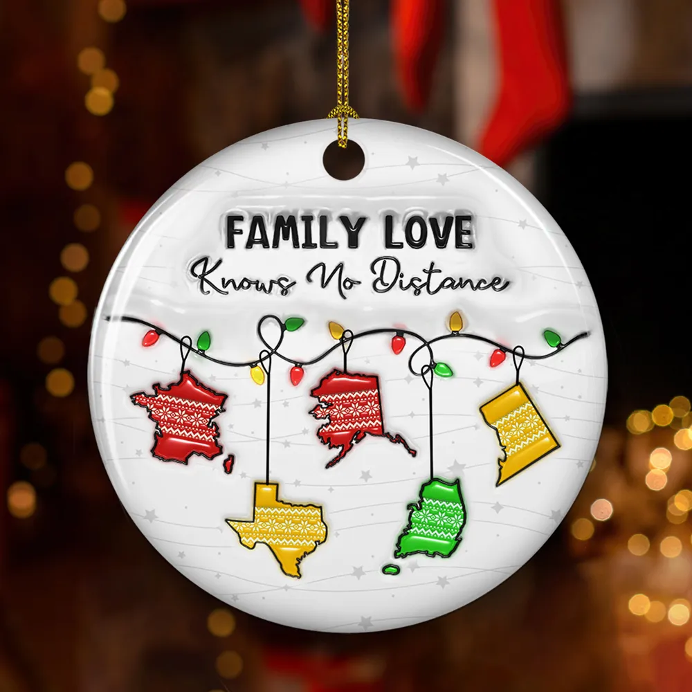 Ceramic Ornament with Family Love Knows No Distance Design, High Clarity, Heartwarming Gift for Family - Image 4