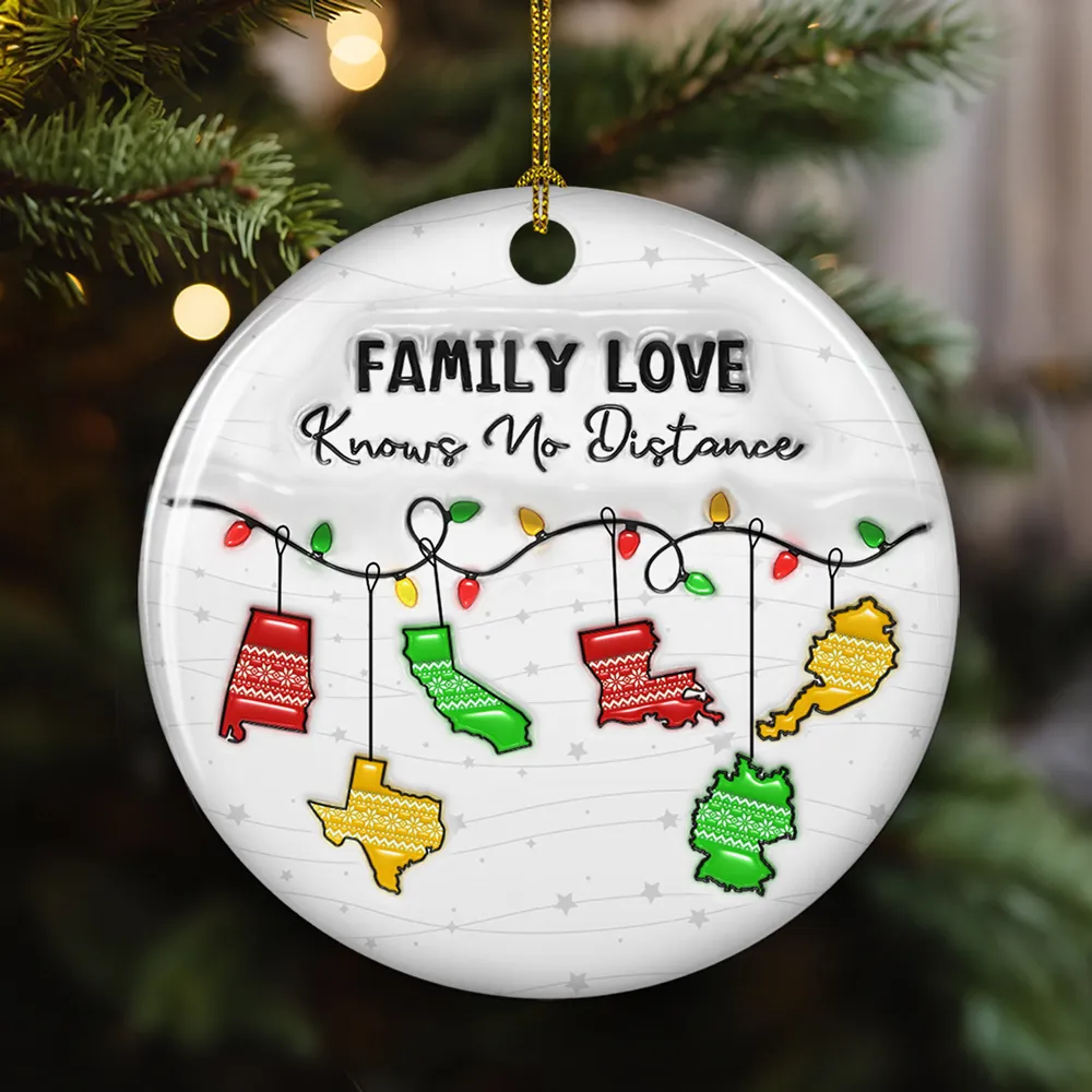 Ceramic Ornament with Family Love Knows No Distance Design, High Clarity, Heartwarming Gift for Family - Image 5
