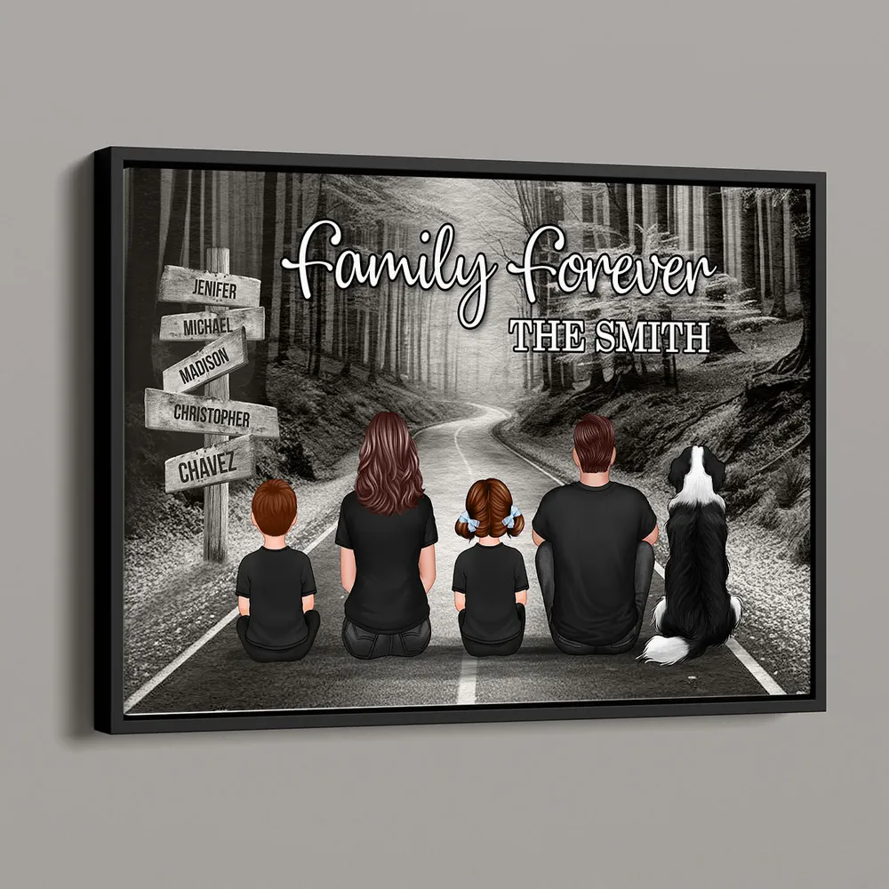Poster with Family Forever Forest Scene and Back View Illustration, Refined Texture, Perfect Keepsake Gift - Image 4