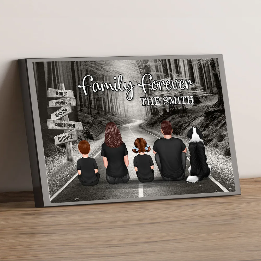 Poster with Family Forever Forest Scene and Back View Illustration, Refined Texture, Perfect Keepsake Gift - Image 7