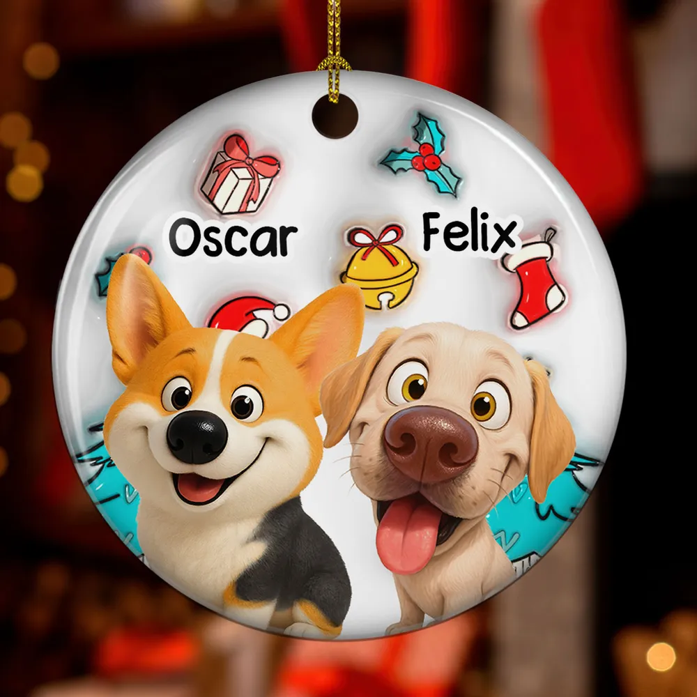 Ceramic Ornament with Cartoon Dog and Christmas Theme, High Clarity, Fun Gift for Pet Lovers - Image 3
