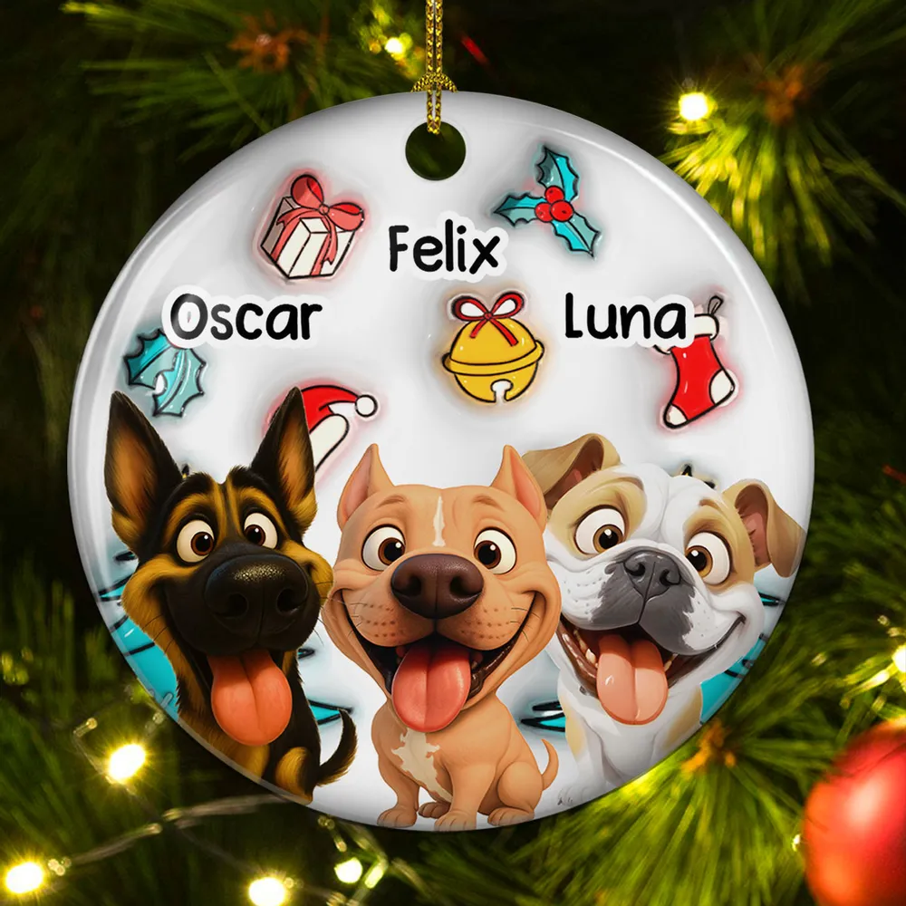Ceramic Ornament with Cartoon Dog and Christmas Theme, High Clarity, Fun Gift for Pet Lovers - Image 4