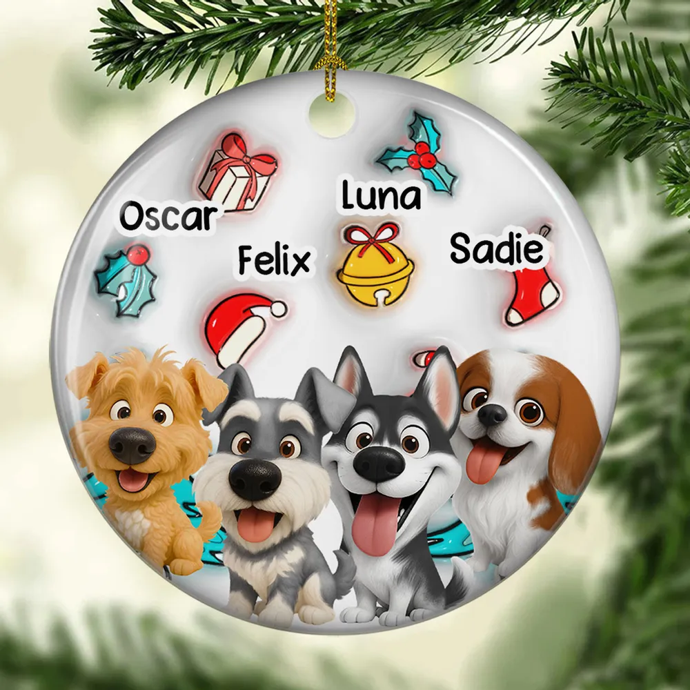 Ceramic Ornament with Cartoon Dog and Christmas Theme, High Clarity, Fun Gift for Pet Lovers - Image 5