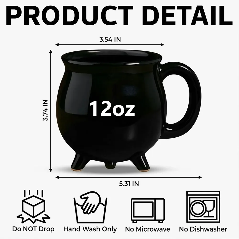 Personalized Ceramic Cauldron Coffee Mug with Ghost Illustration, Holiday Party Gift - Image 5