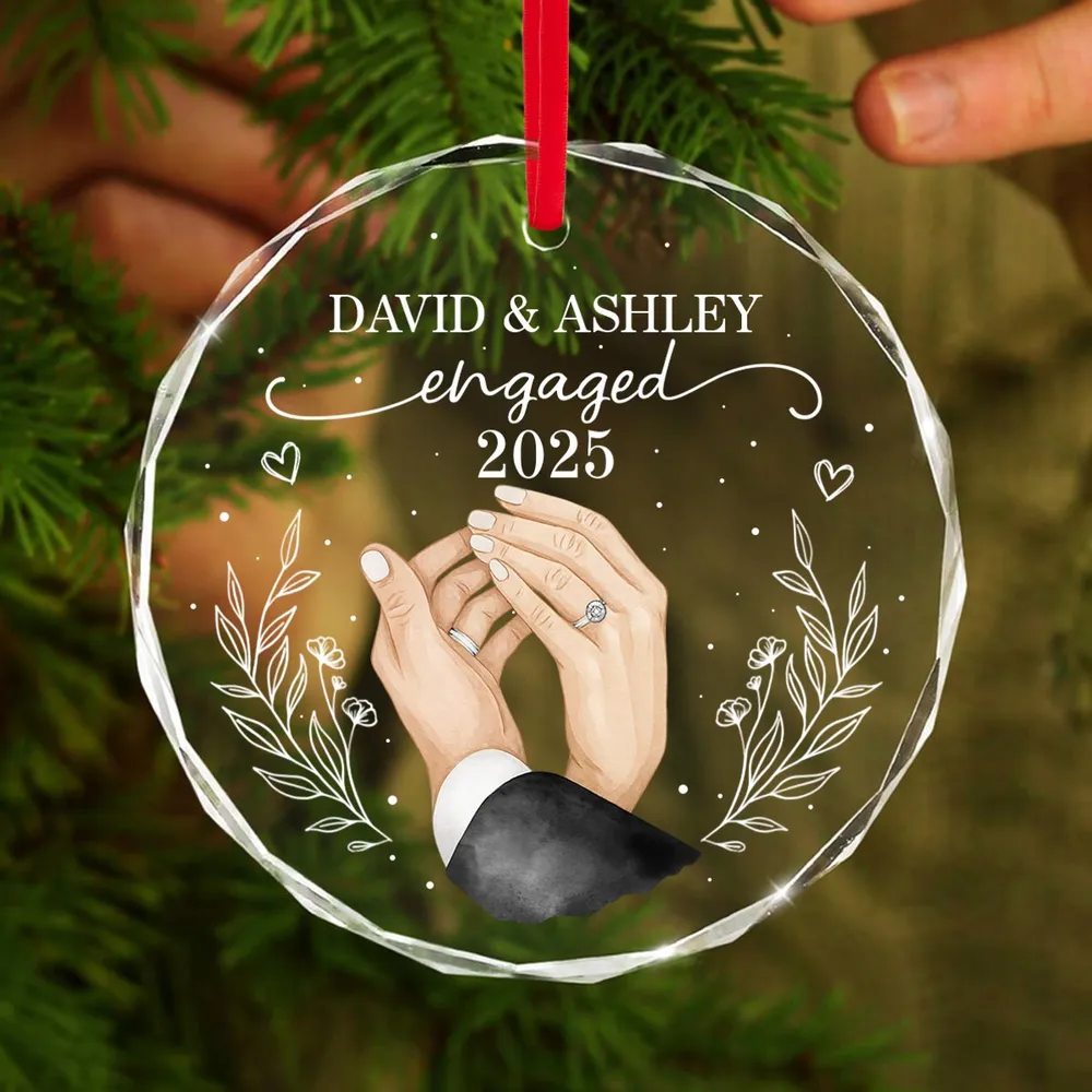 Engagement Crystal Ornament with Personalized Design, Romantic Touch for Couples, Perfect Gift Keepsake - Image 7