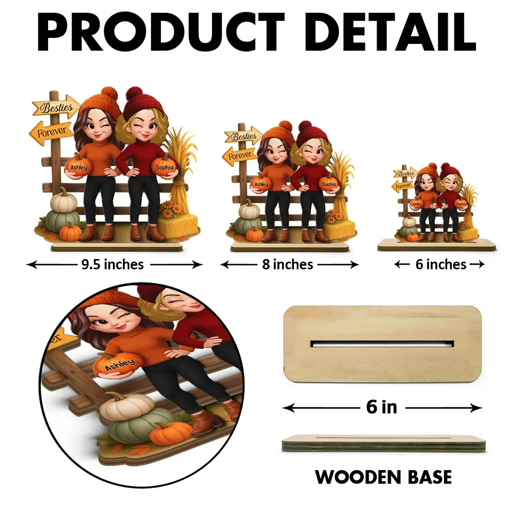 Custom Wooden Plaque with Best Friend Illustration, Cozy Gift - Image 4