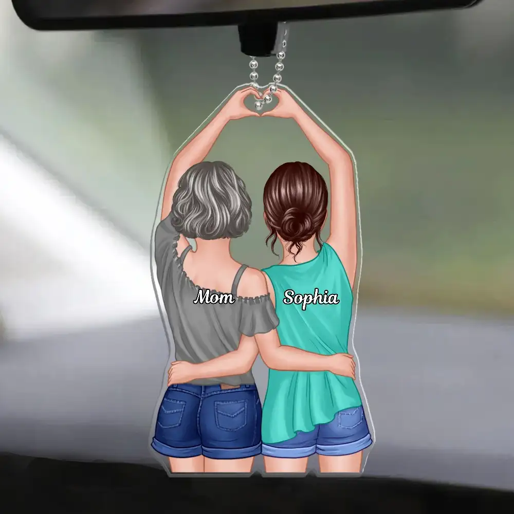 Acrylic Ornament with Sister Back View and Heart Design, High Clarity, Heartwarming Gift for Sisters - Image 2