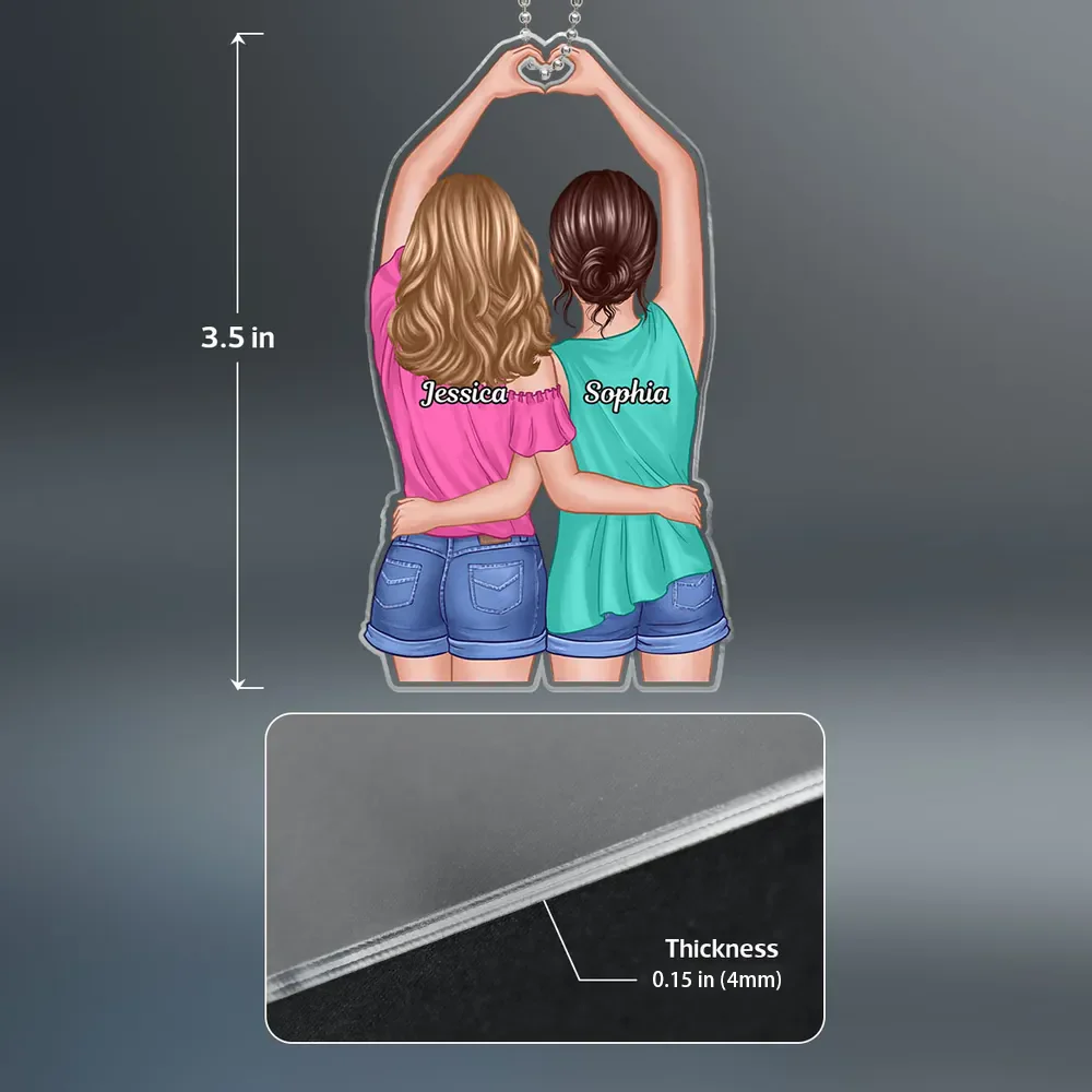 Acrylic Ornament with Sister Back View and Heart Design, High Clarity, Heartwarming Gift for Sisters - Image 6