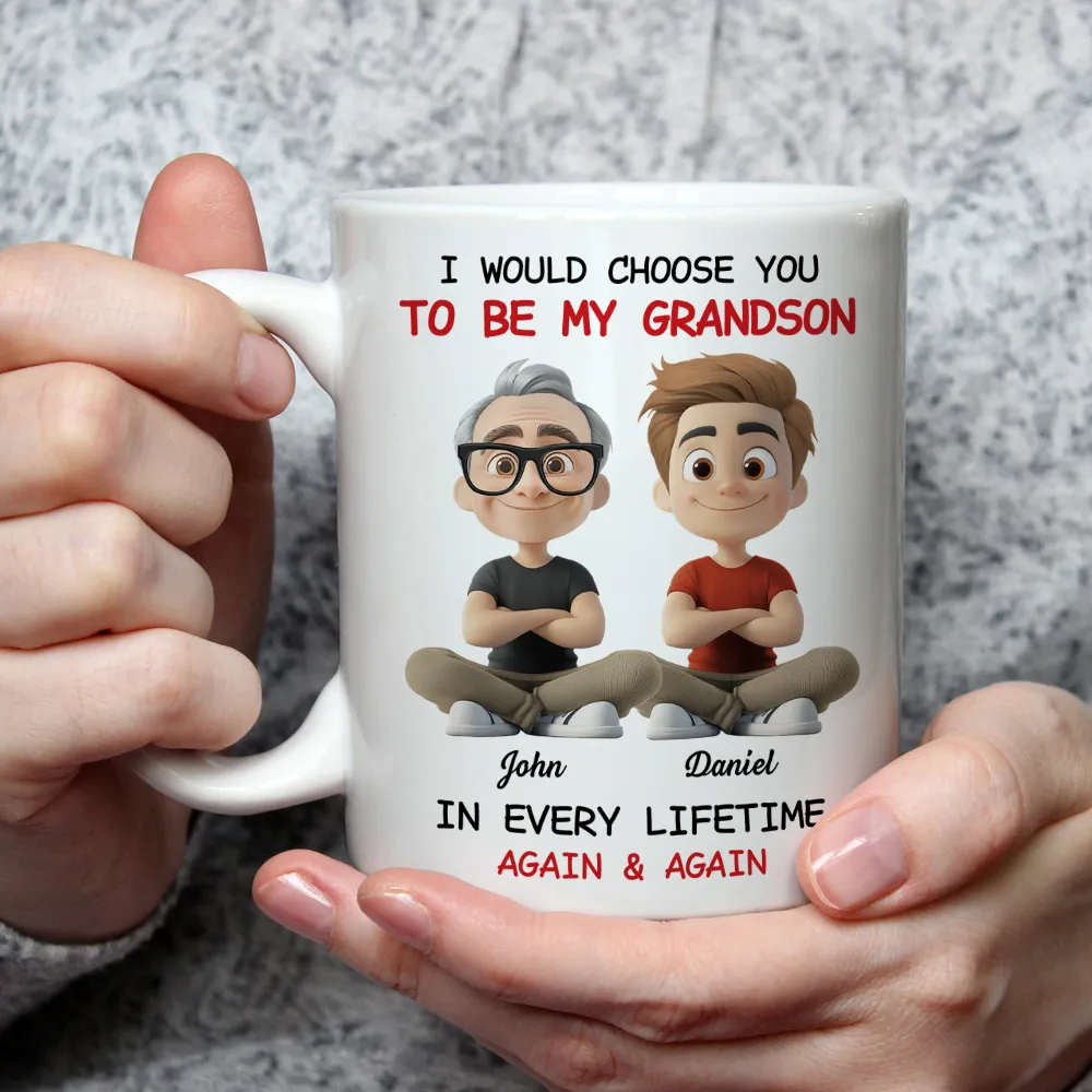 White Ceramic Mug with "I Would Choose You to Be My Granddaughter" Design, High Clarity, Heartwarming Gift - Image 3